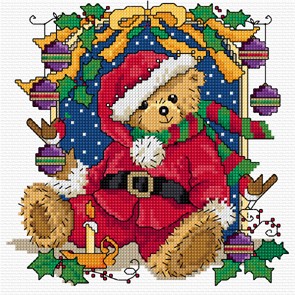 Bright and seasonal cross stitch Christmas teddy