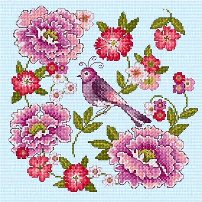 Combine flowers and the Orient with this pretty cross stitch design
