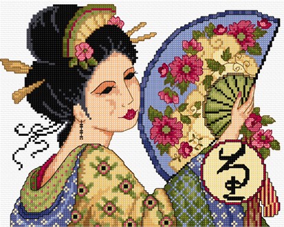 LJT023 Geisha with fan illustration 1272
