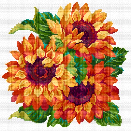 Sunflowers in cross stitch