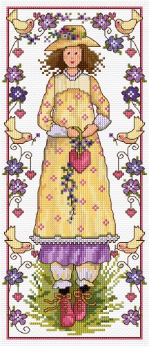 Valentine girl in cross stitch