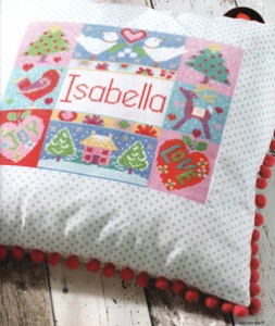 Cross stitch cushion with name 