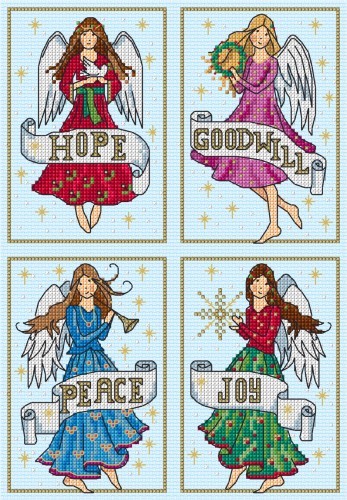 Christmas angels in cross stitch