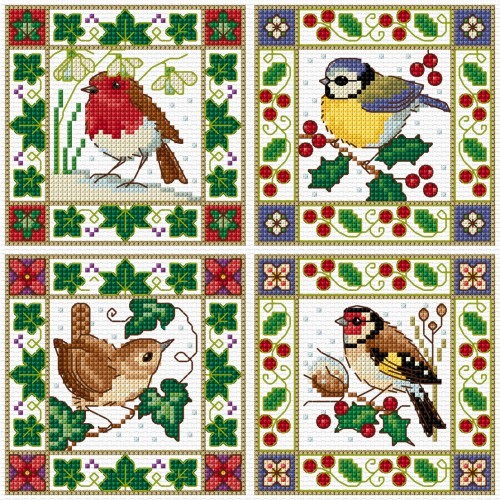 Christmas birds in cross stitch