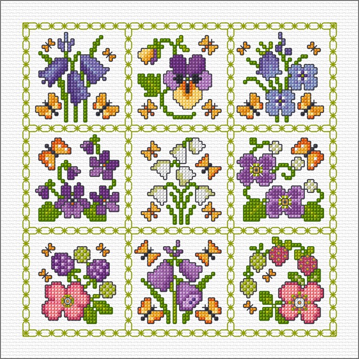 LJT287 Patchwork floral sampler illustration 6024