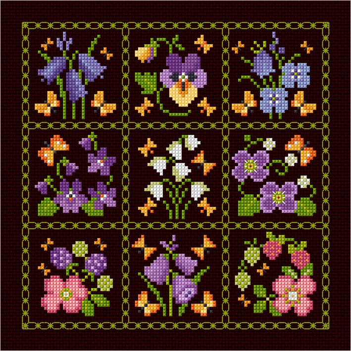 LJT288 Floral patchwork sampler illustration 6025