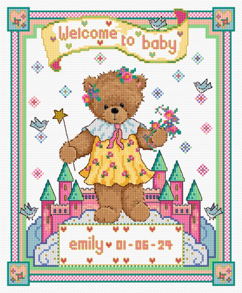 LJT069 Teddy Birth sampler GIRL thumbnail