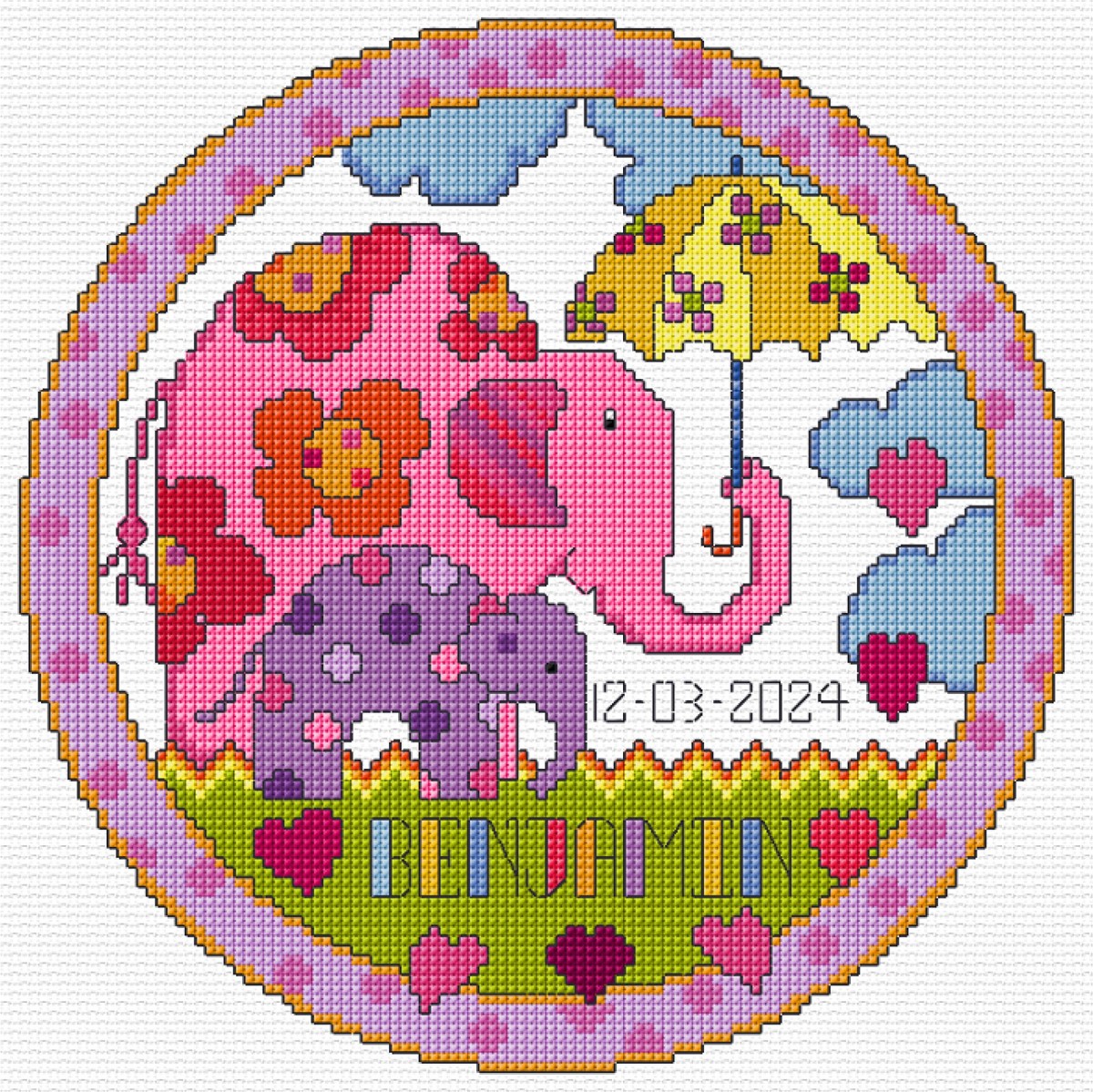 LJT414 Elephant Birth sampler thumbnail