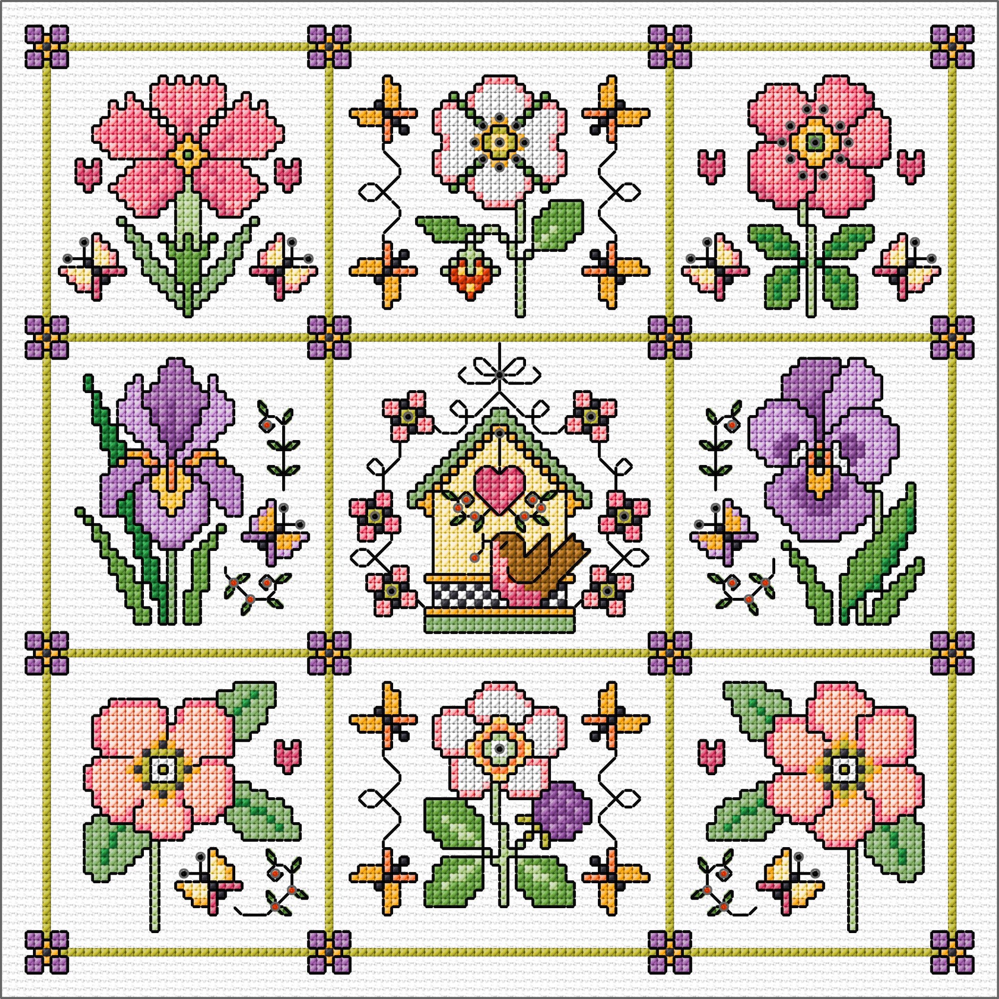 LJT421 Summer Flower sampler illustration 6406