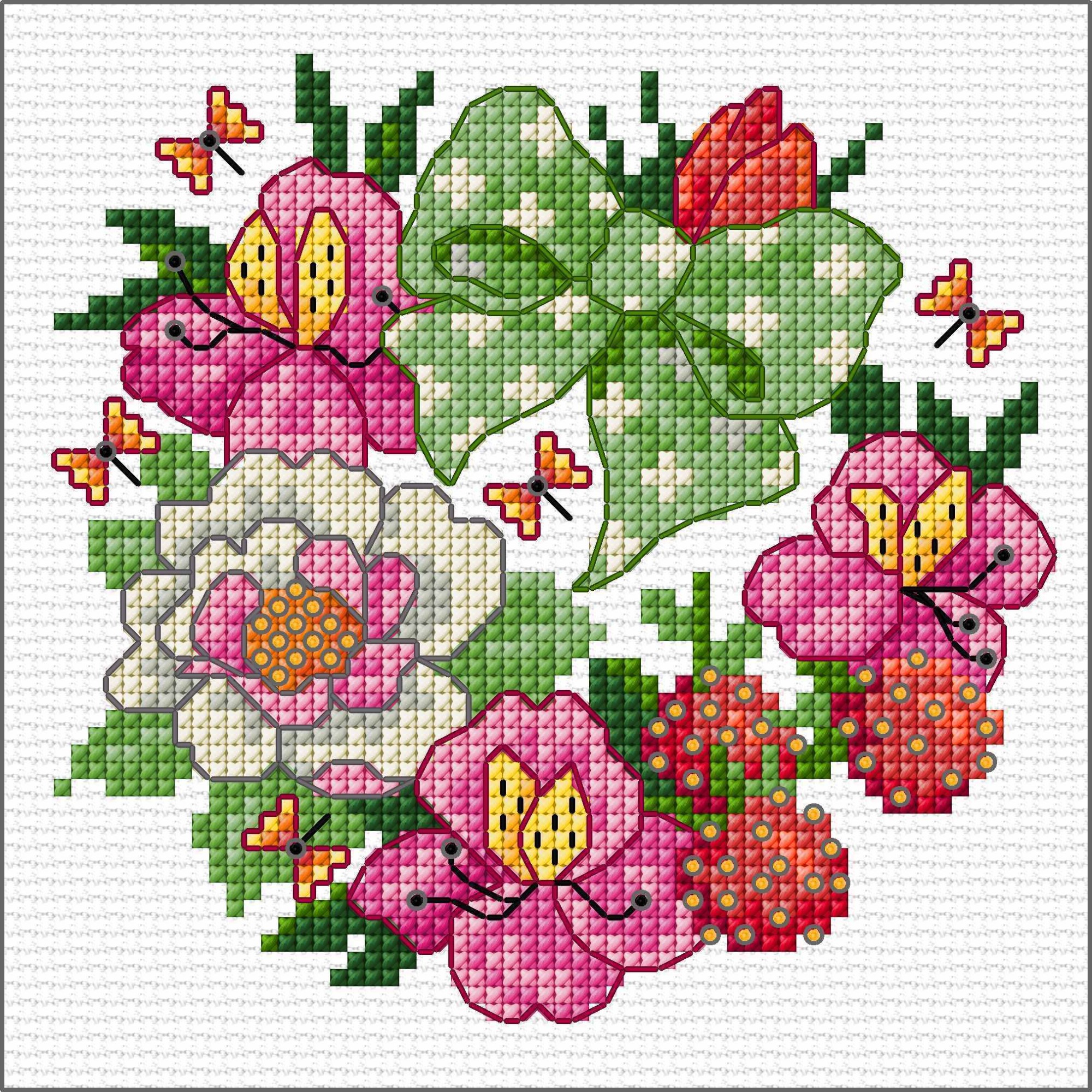 LJT423 July Flowers illustration 6430