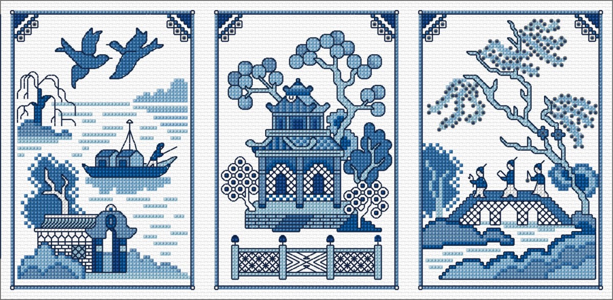 LJT427 Willow pattern trio thumbnail