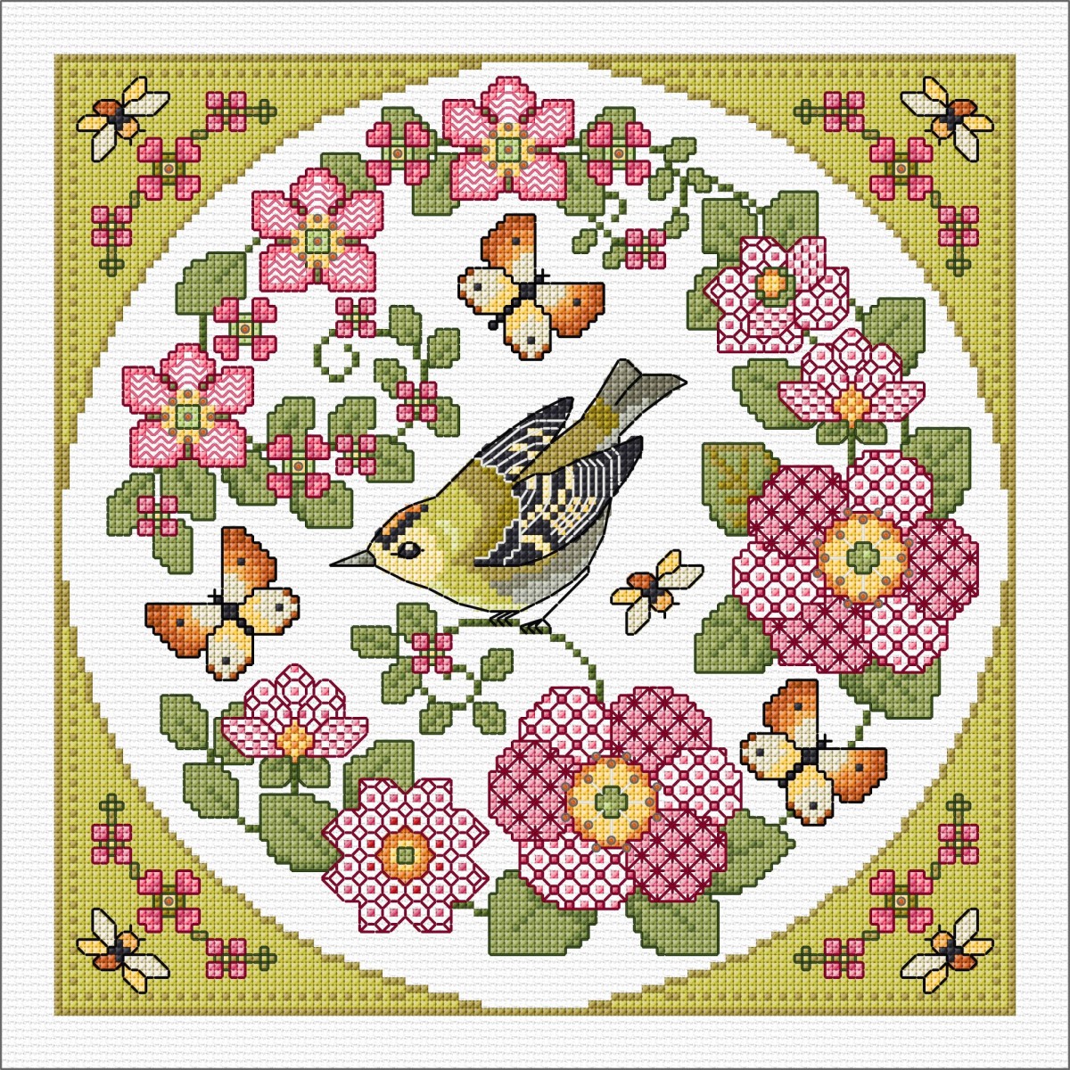 LJT433 Flowers and Goldcrest thumbnail